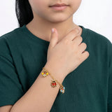 18K Gold Kids Bracelet with Colorful Teddy Bear Pendants