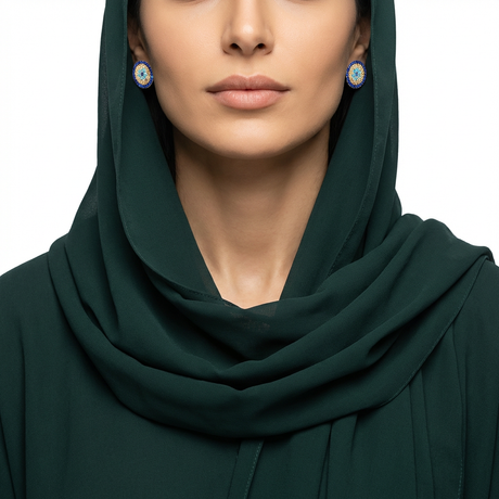 أقراط عيار 18 بتصميم مرصع