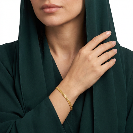 انسيال ذهب عيار 21 بتصميم سلسلة ناعمة