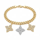 18K Gold Camellia Flower Bracelet with Paved Stones