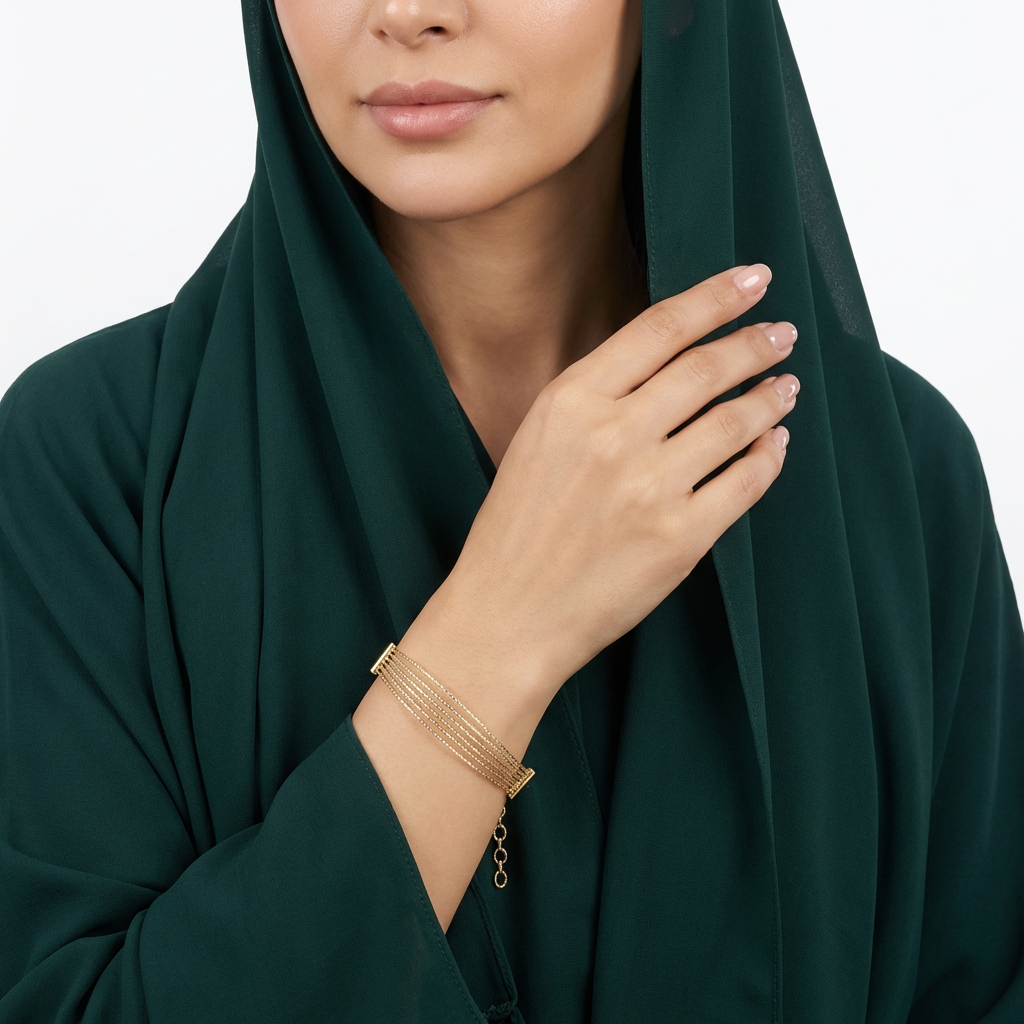 اسورة ذهب عيار 18 بتصميم طبقات متدلية