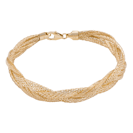 18K Gold Mesh Bracelet with Interlocking Design