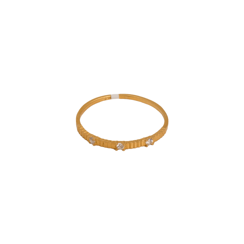 21K Gold Classic Ring with Small Gemstones