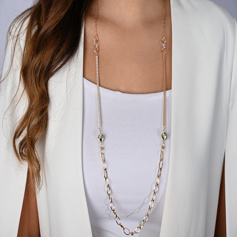18K Gold Necklace with Knotted Pendants