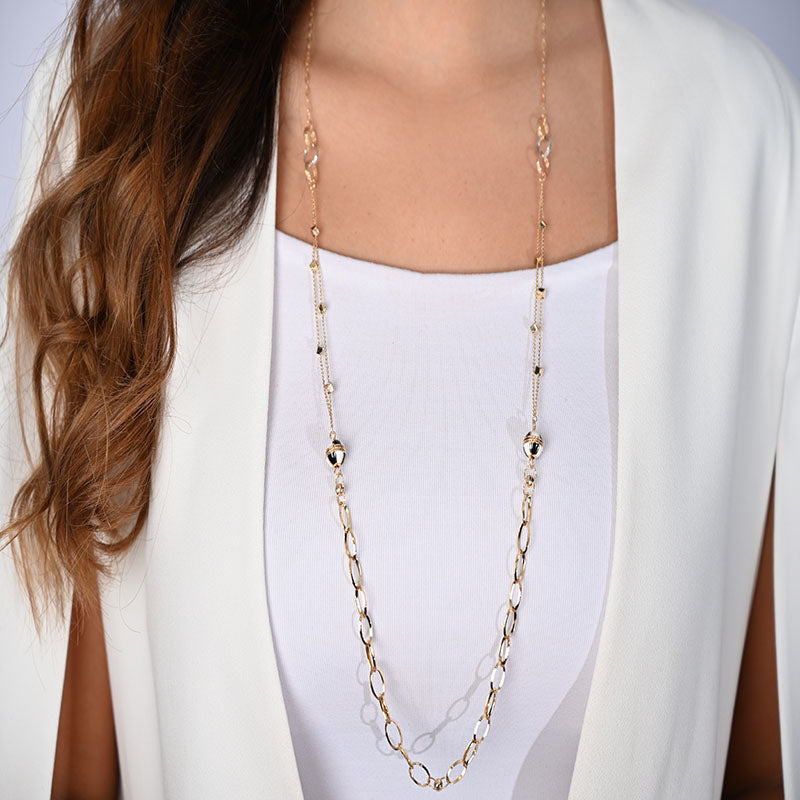 18K Gold Necklace with Paper Clip Design