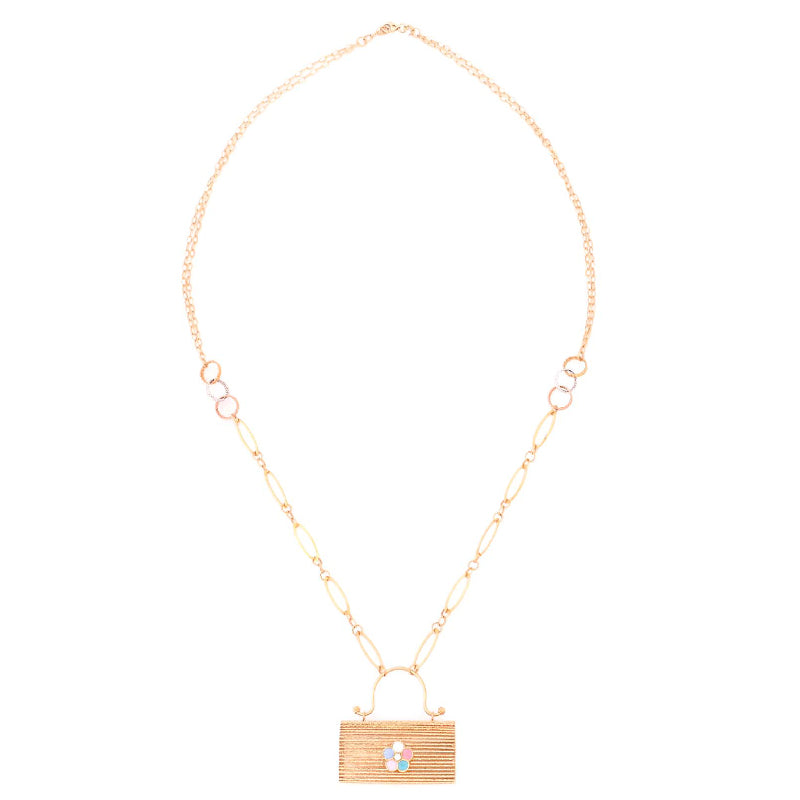 18K Gold Necklace Happiness Bag