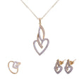 18K gold set, "Love" with shiny stones