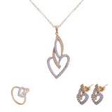 18K gold set, "Love" with shiny stones