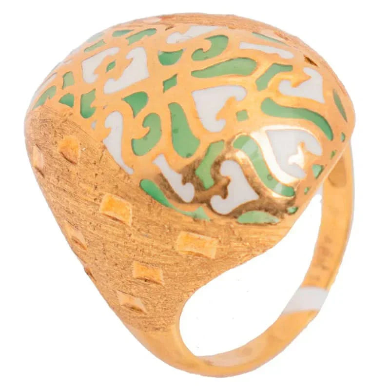 18K Gold Ring with Colorful Ornamentation