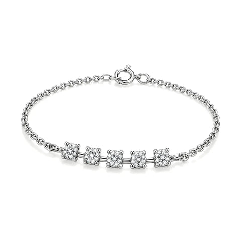 18K Diamond Bracelet With Square Pendants