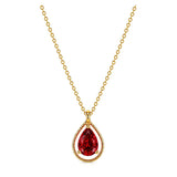 عقد ذهب عيار 18 بتصميم دمعة بحجر أخضر - Weight: 1.54g, Size: 40.00, Color: Red