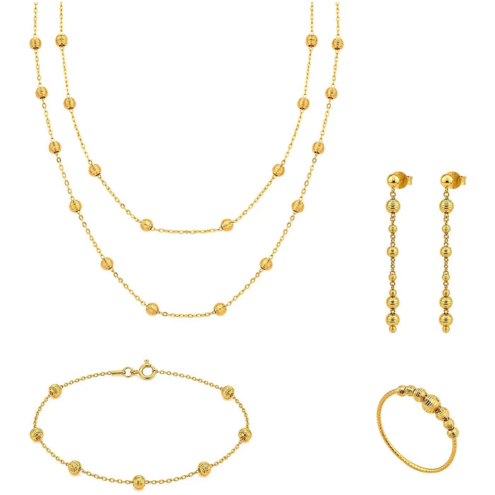 21K Gold Set with Long Layered Chain