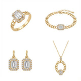 نصف طقم جارة القمر ذهب عيار 18 بتصميم عصري - Ghamieh