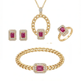 نصف طقم الحجر الساحر ذهب عيار 18 بتصميم فاخر - Ghamieh