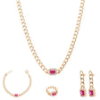 18K Gold Set with Red Stones