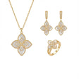 18K Gold Van Cleef Set with White Flower Design