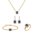 18K Gold Set with Chain, Earrings and Blue Stone