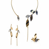 Half set of 18K gold, "Nature's Promise" with dangling leaves