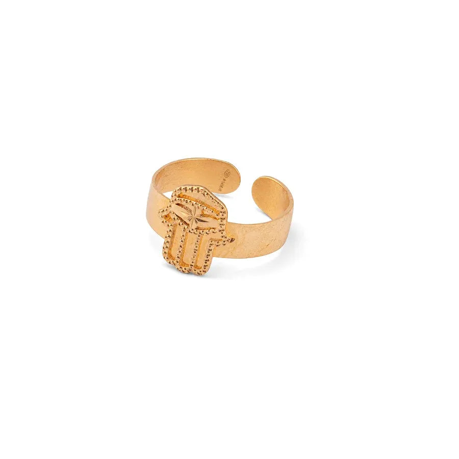 18K Gold Ring with Guardian Love Embellished Design