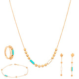 18K gold set with a turquoise geometric design
