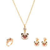 Half-set of 18K gold children's jewelry with a panda design