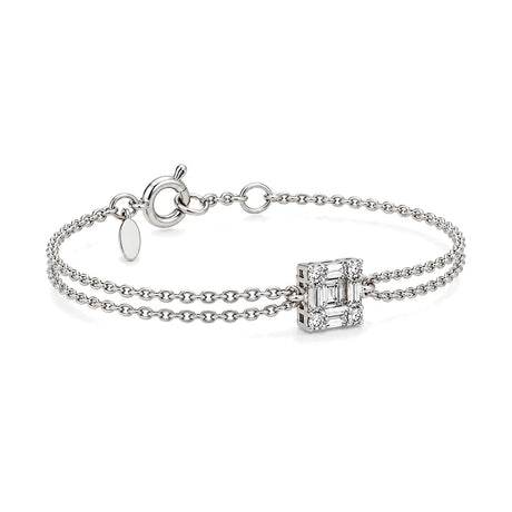18K Diamond Bracelet With Square Pendant