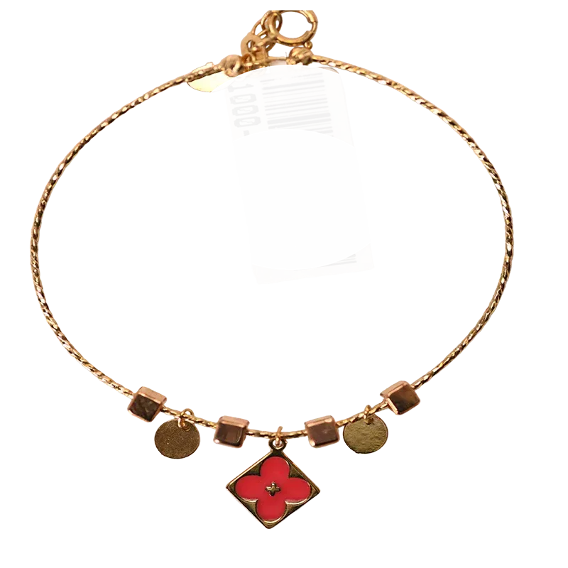 18K Gold Kids Bracelet with Red Design In Pink