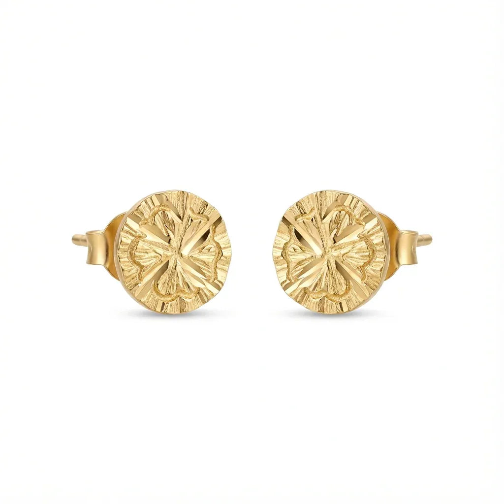 18K Gold Ornate Earrings