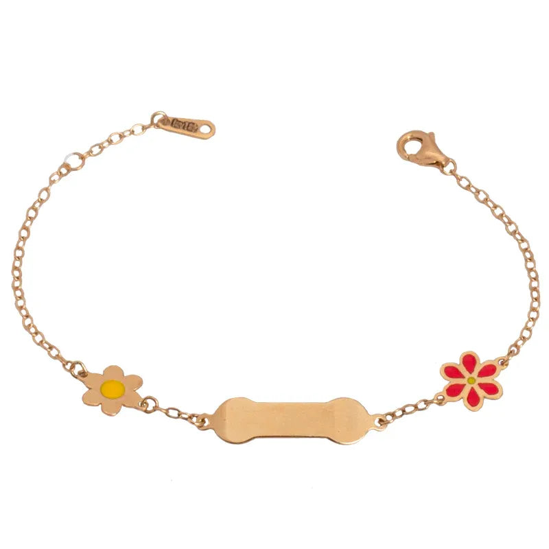 18K Gold Kids Fluid Chain with Flower Shape