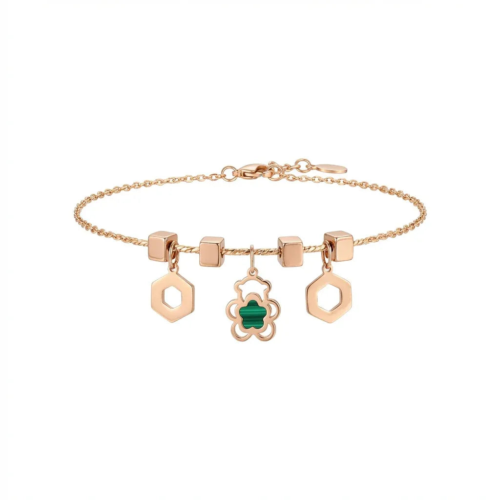 18K Gold Kids Bracelet with Cubes Design