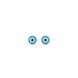 18K Gold Earrings with Circular Turquoise Gemstones