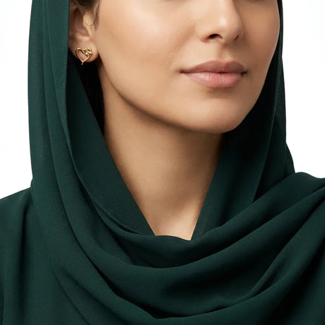 أقراط ذهب عيار 18 بتصميم القلب المزدهر