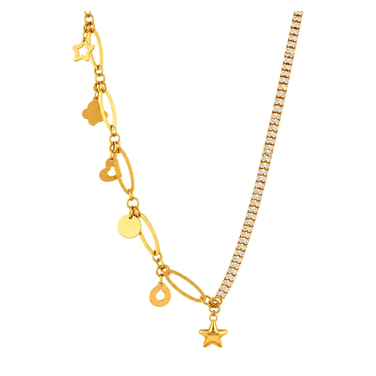 18K Gold  Necklace with Various Charms