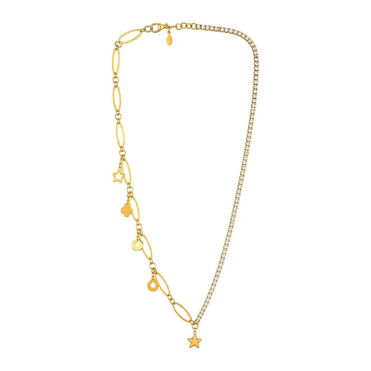 18K Gold  Necklace with Various Charms