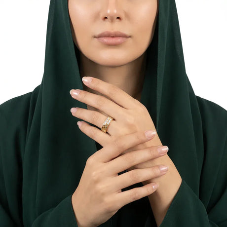 دبلة اورو ذهب عيار 18 بفصوص لامعة