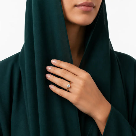 خاتم ذهب عيار 18 بريق أحلامك بفص ألماس