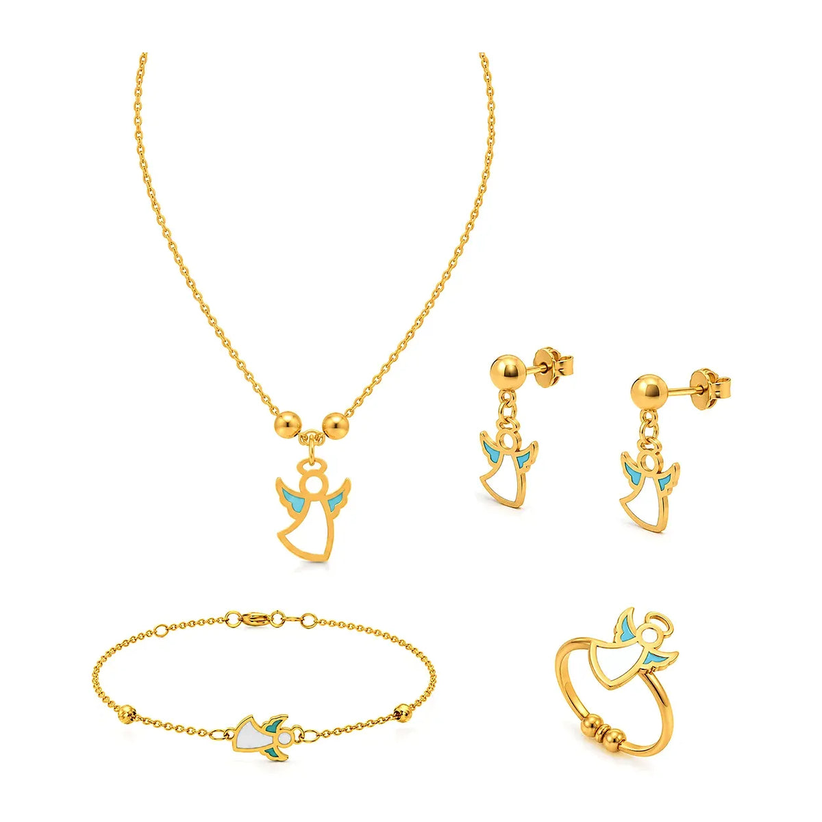 18K Gold Kids Set with Coloured pendant