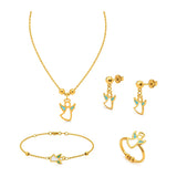 18K Gold Kids Set with Coloured pendant