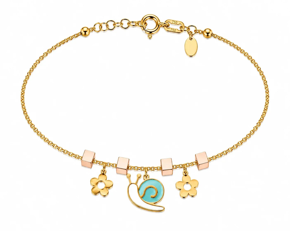 18K Gold Kids bracelet with Snail Shape Design