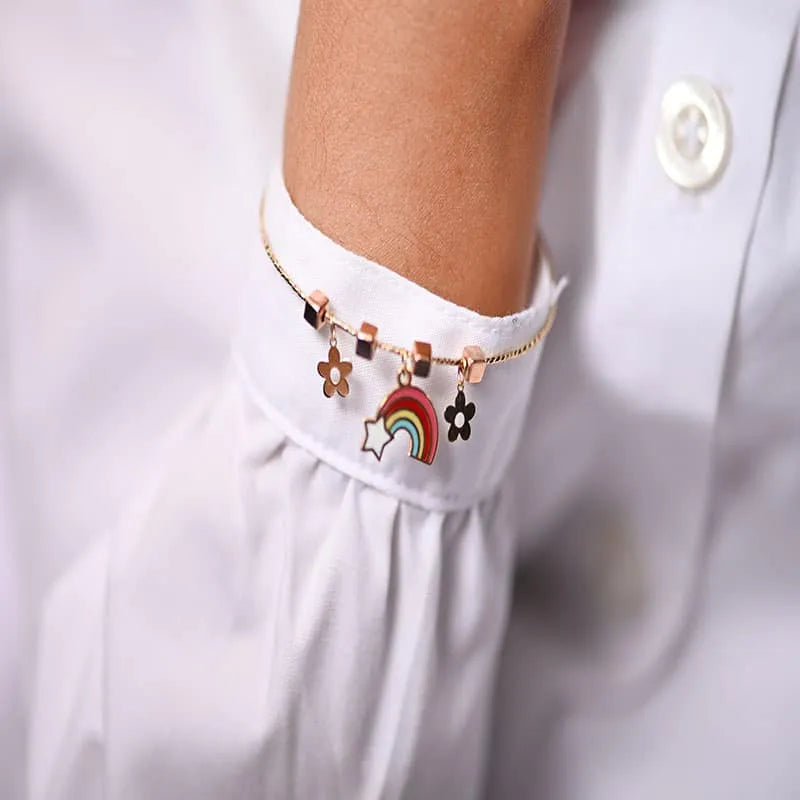 18K Gold Kids bracelet with Rainbow Design
