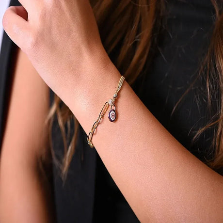 18K Chain Bracelet with Lock Design in Colorful