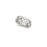 18K White Gold Wedding Ring with Sparkling Stones Design