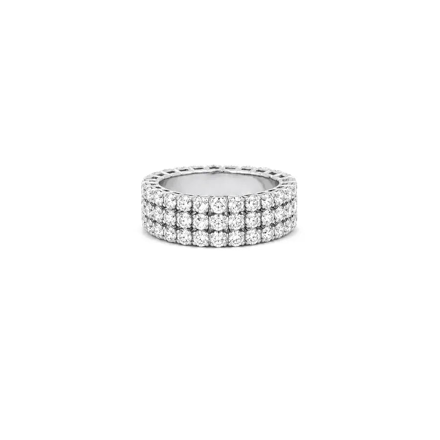 18K White Gold Ring with Rosie Sparkling Stones Design In White