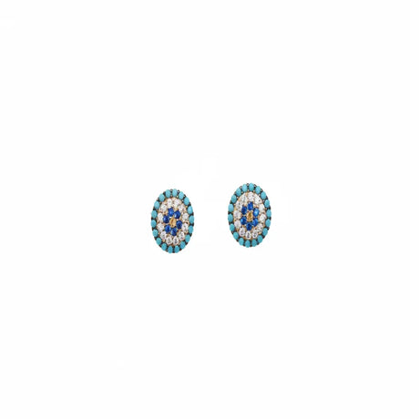 18K Gold Earrings with Stones Design In Colorful