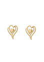 18K Gold Earrings with Large Heart Design