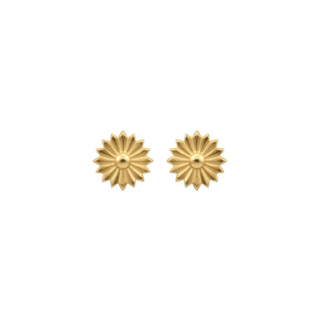18K Gold Earrings with Ornate Flower Design