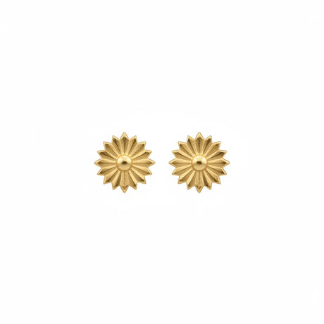 18K Gold Earrings with Ornate Flower Design