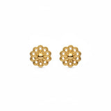 18K Gold Earrings with Ornate Rose Design