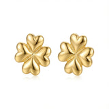 18K Gold Earrings with Hearts Flower Design