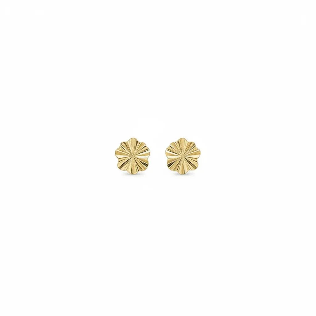 18K Gold Earrings with Small Flower Design